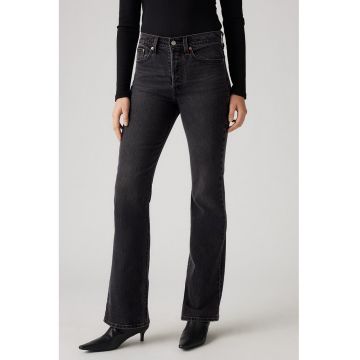 Blugi bootcut cu talie inalta - Negru stins