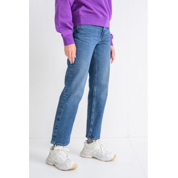 Blugi crop cu croiala dreapta - Albastru