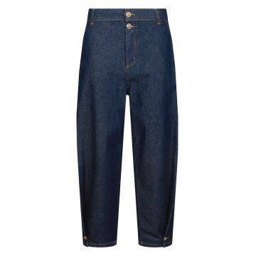 Blugi crop cu nasturi la terminatii - Albastru deschis