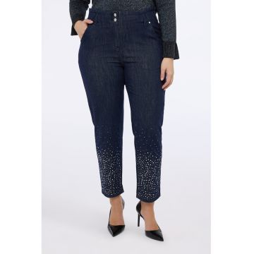 Blugi cu aplicatii din strasuri Ballon - Albastru inchis