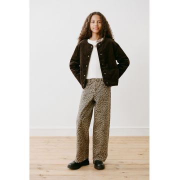 Blugi cu croiala ampla si animal print - Maro inchis