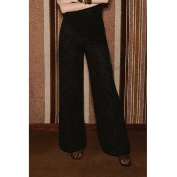 Blugi cu croiala ampla si imprimeu paisley - Negru