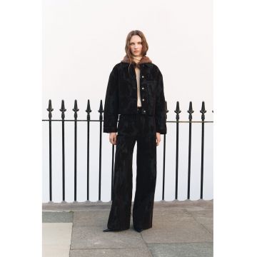 Blugi cu croiala ampla si talie inalta - Maro inchis/Gri