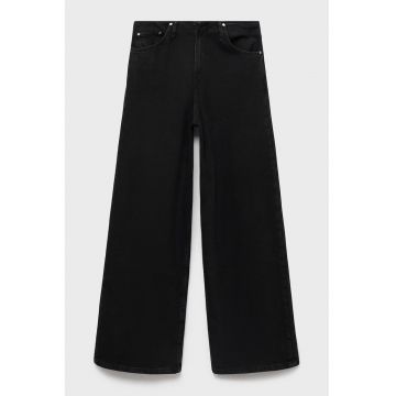 Blugi cu croiala ampla si talie medie - Negru