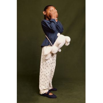 Blugi cu croiala dreapta si imprimeu floral - Negru/Crem