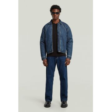 Blugi cu croiala dreapta si model cu 5 buzunare - Albastru inchis