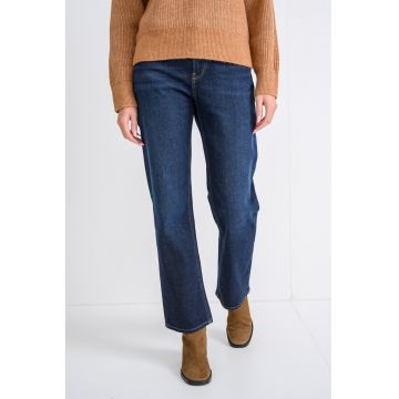Blugi cu croiala dreapta si talie inalta - Bleumarin