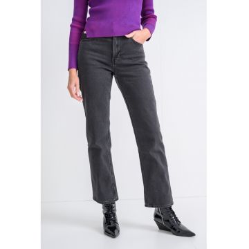 Blugi cu croiala dreapta si talie inalta - Negru stins