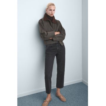 Blugi cu croiala dreapta si talie inalta - Negru stins