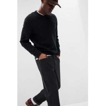 Blugi cu croiala dreapta si talie medie - Negru