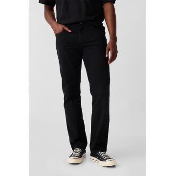 Blugi cu croiala dreapta si talie medie - Negru