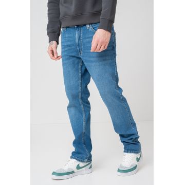 Blugi cu croiala dreapta si talie medie Tramper - Albastru melange