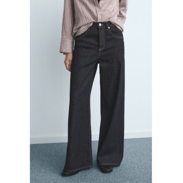 Blugi cu nasturi si croiala ampla - Albastru ultramarin