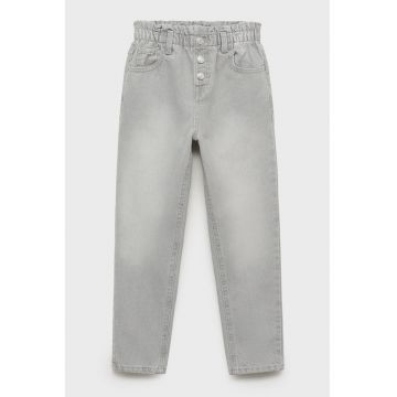 Blugi cu nasturi si talie elastica - Gri