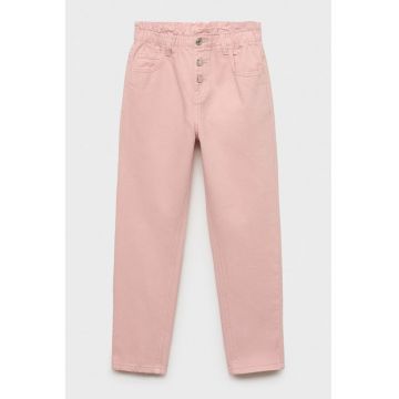 Blugi cu nasturi si talie elastica - Roz somon