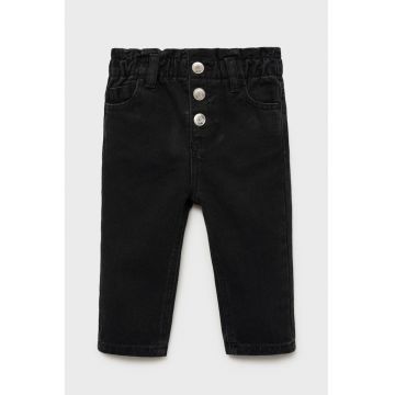 Blugi cu talie elastica si capse - Negru