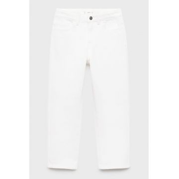 Blugi drepti cu aspect decolorat - Alb optic