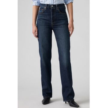 Blugi drepti cu talie inalta - Bleumarin