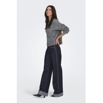 Blugi drepti cu talie inalta - Bleumarin