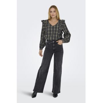 Blugi drepti cu talie inalta - Negru stins