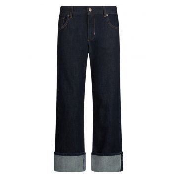 Blugi drepti cu terminatie rasucita - Albastru ultramarin