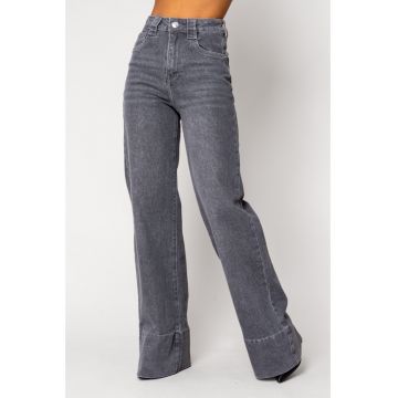 Blugi elastici largi din denim Grey 18091 - Gri