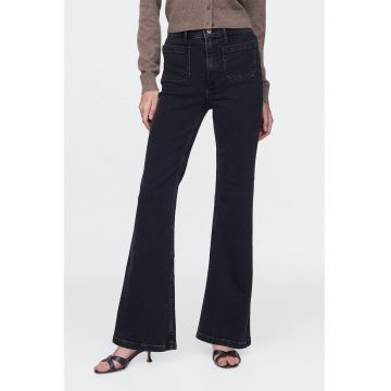 Blugi evazati cu talie inalta - Negru