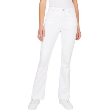 Blugi evazati dama -  Bumbac/Elastan - Alb - Alb