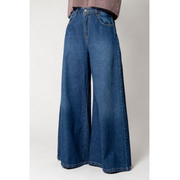 Blugi foarte largi din denim 18149 - Albastru inchis