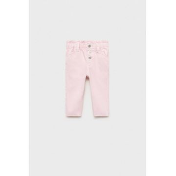 Blugi regular fit cu talie inalta - Roz pal