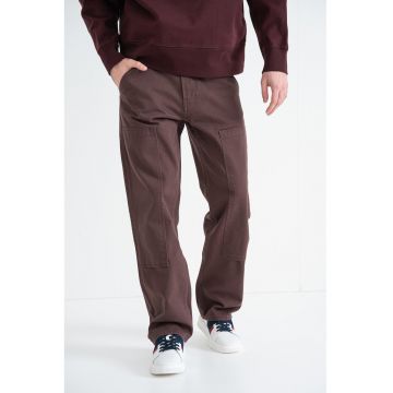 Blugi relaxed fit cu talie medie - Maro scortisoara