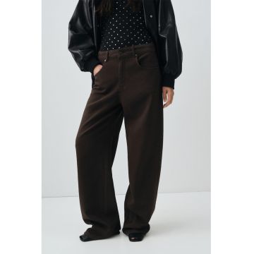 Blugi relaxed-fit din denim cu talie medie - Maro inchis