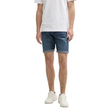 Blugi scurti cu mansete plisate - Albastru inchis