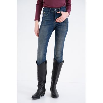 Blugi skinny cu design 5 buzunare 3301 - Albastru melange