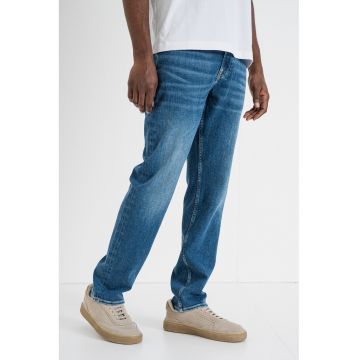 Blugi slim fit cu aspect decolorat - Albastru melange