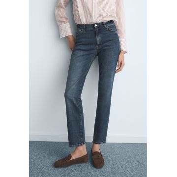 Blugi slim-fit cu aspect decolorat - Albastru petrol