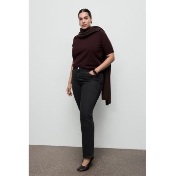 Blugi slim-fit cu talie inalta - Gri antracit