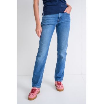 Blugi slim fit cu talie medie - Albastru deschis