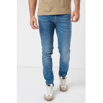 Blugi slim fit cu talie medie - Albastru deschis