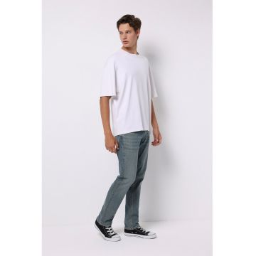 Blugi slim fit cu talie medie - Albastru prafuit