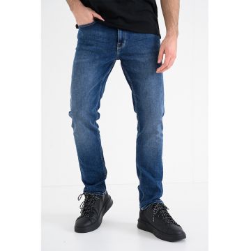 Blugi slim fit cu talie medie Orlando - Albastru inchis