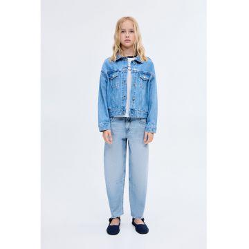 Blugi tambur cu talie medie - Albastru deschis