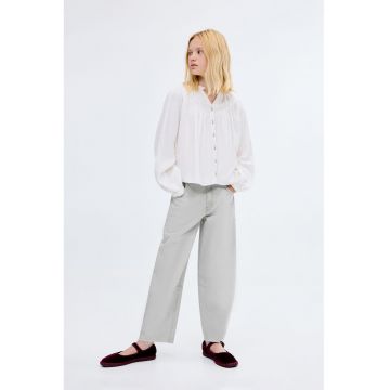 Blugi tambur cu talie medie - Gri deschis