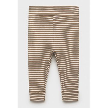 Colanti de bumbac in dungi - Alb/Maro camel