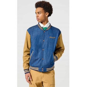 Jacheta bomber barbati  Varsity - regular fit - bumbac/elastan - maro/albastru
