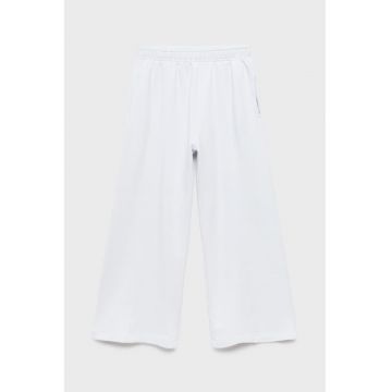 Pantaloni ampli de bumbac cu buzunare laterale - Alb