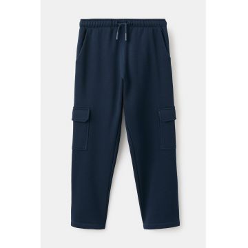 Pantaloni cargo cu snur in talie - Bleumarin