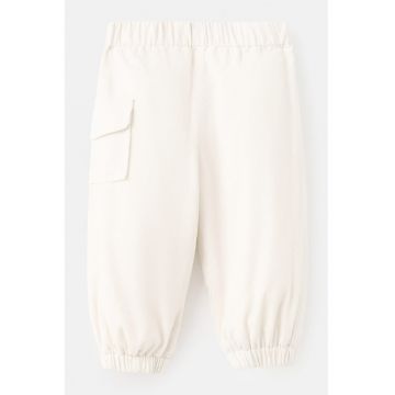 Pantaloni cargo din reiat - Alb fildes