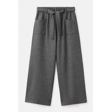 Pantaloni cu cordon in talie - Gri inchis