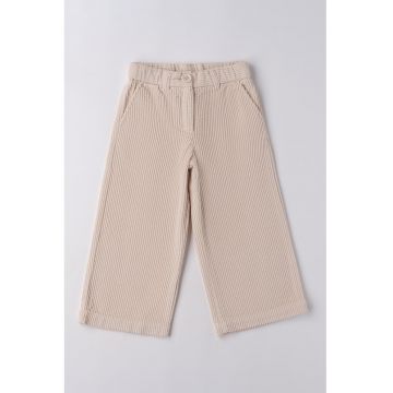 Pantaloni cu croiala ampla - din reiat - Bej deschis